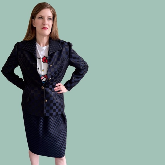 Anne Crimmins vintage checkered blue suit. - Picture 2 of 16